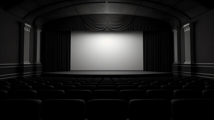 Aufkleber - Generative AI Empty cinema auditorium with screen and seats