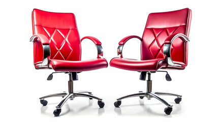 Generative AI Modern office chair from red leather. Isolated