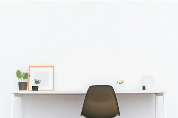 Aufkleber - Generative AI empty chair with desk - working space at home