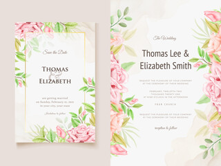 Wall Mural - Wonderful Roses Watercolor Wedding Invitation Card