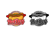 Hot Dog Logo Design Vector Set Template