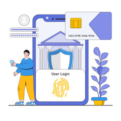 Poster - online banking vector illustration concept with characters. financial transactions, secure banking, 