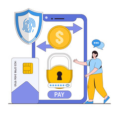 Poster - secure payment transactions vector illustration concept with characters. payment gateways, encrypted