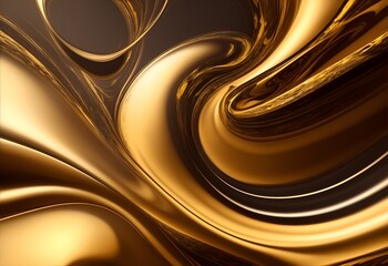 Wall Mural - Abstract gold chocolate swirl background. Generative AI