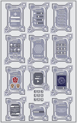 Canvas Print - Design of the game user interface. A set of items. Isolated on gray background. Vector illustration.