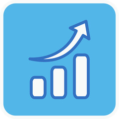 Wall Mural - increase graph flat icon in square.