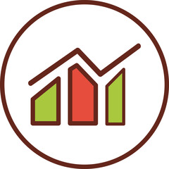 Wall Mural - report graph flat icon in circle.