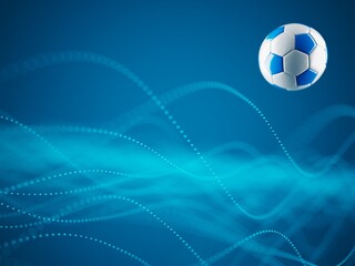 football ball 3d object. 3d illustration. graphic background element. sport abstract backdrop. soccer render design competition concept art. digital technology element beautiful lighting ground empty