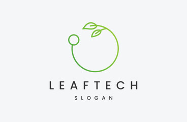 Leaf tech logo vector icon flat design template