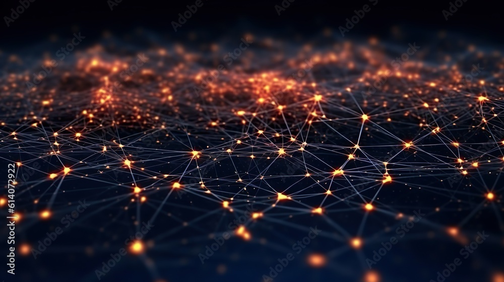 Abstract background with shining network structure with dots and lines ...