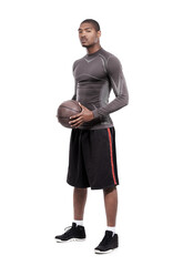 Basketball exercise, sports portrait and black man, athlete or player workout, training and fitness for practice match. Healthy body, pride and African person isolated on transparent, png background