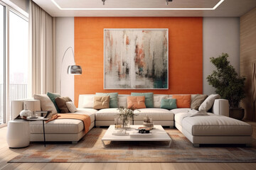 Wall Mural - Interior of modern living room with comfortable sofa