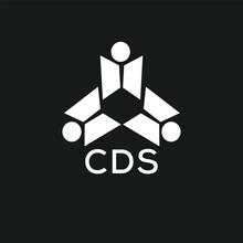 CDS White Color Thee Letter Logo. Black Background.  Triangle Monogram Logo Design And Best Business Icon.		
