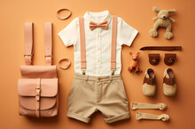 Flat Lay Baby Clothes. Children Is Suit. Generative Ai