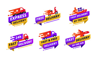 Wall Mural - vector fast delivery badges labels set