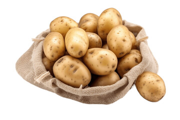 Sticker - Transparent Background of Potatoes in a Bag. AI