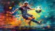 © PETR BABKIN - soccer player in action image in the style of abstract impressionism. Generative Ai.