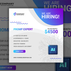 Social media template artificial intelligence (AI). Webinar, online course, and seminar flyer. Explore new trend technology artificial intelligence program university