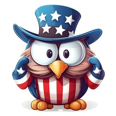 Wall Mural - USA style owl mascot, ai generated