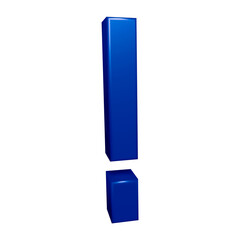 Poster - Blue exclamation mark symbol or icon design in 3d rendering 