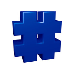 Poster - Blue hashtag symbol or icon design in 3d rendering 
