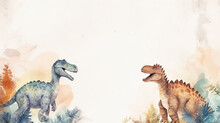Cute Template Paper With Dinosaurs, AI-Generated Background, Post Card, Birthday Card Room Decoration, Notebook Notepads Page With Copy Space And Space For Greetings