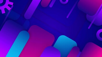 Wall Mural - Abstract color gradient background with liquid style waves featured violet and blue. Seamless looping video.