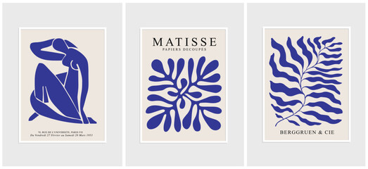 Contains Abstract Art Set in Matisse style, Decorative Modern Art, Vector illustration poster. Collection for trendy floral decoration and creative art. minimal aesthetic modern art.