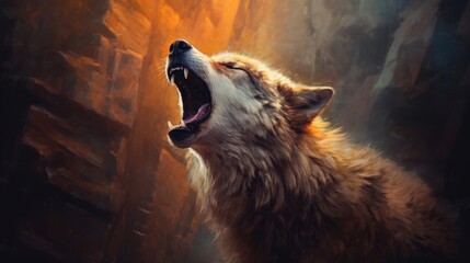 The wolf howling on the mountaintop