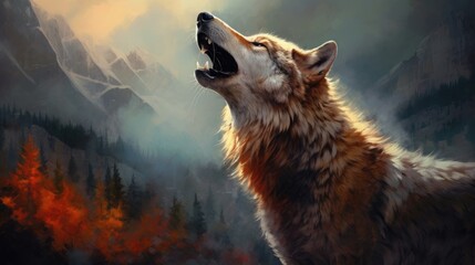 Naklejka na meble The wolf howling on the mountaintop