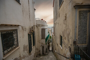 beautiful island feel with old houses and the sea on the island of Capri, region of Salerno, Campania, Italy