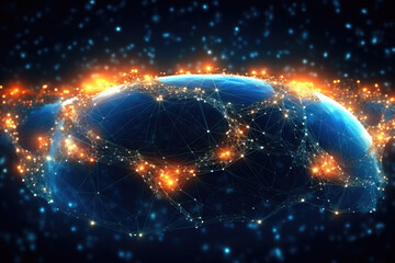 Aufkleber - Worldwide network connection,Connecting digital telecommunication, big data, digital transformation, cloud computing, IoT, AI,cryptocurrency,blockchain and internet of things. . Generation AI