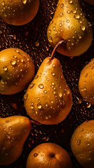 Sticker - Close-up of fresh pears on a dark background

