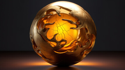 Aufkleber - fluctuating golden sphere, Bright color. Generative Ai