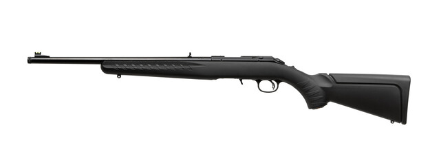 Wall Mural - Small-bore bolt rifle in a plastic stock of .22lr. Small rifled weapon for hunting and sports. Isolate on a white back.