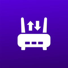 Sticker - router, modem icon, upload data vector