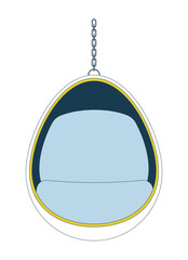 Poster - hanging egg chair flat line color isolated vector object. hammock seat. cozy swing chair. editable c