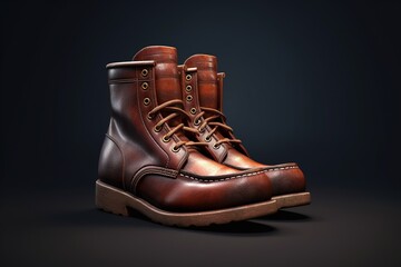 Poster - Dark brown moc toe boots. Generative AI.