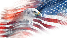 Wavy American Flag With An Eagle Symbolizing Strength And Freedom . 4th Of July Memorial Or Independence Day Background