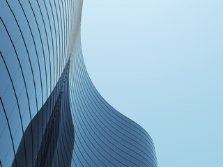 Poster - 3d rendering of a glass office building, futuristic architecture.