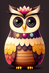 Cute deco owl illustration