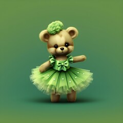 Wall Mural - Let the cute and colorful ballerina teddy bear dance into your heart