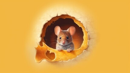 Wall Mural - mouse and cheese, ai generative