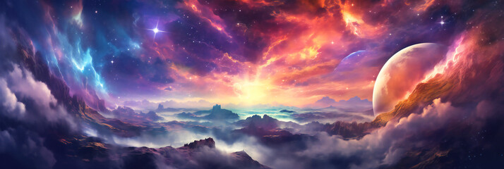 fantastic colorful cosmic illustration. created with generative ai technology.