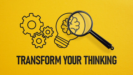 Wall Mural - Transform your thinking is shown using the text and picture of the lamp with brain