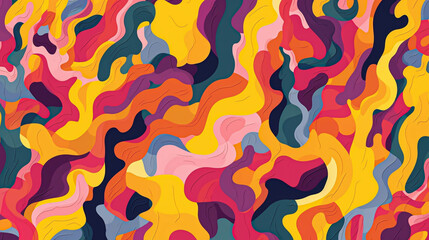 Wall Mural - Psychedelic Camo Pattern. Colorful Seamless Background. Generative AI