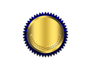 shiny gold & blue medal award transparent clipart vector png image