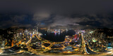 Fototapeta  - 360 Angle panorama night light cityscape of Hong Kong view from the sky.