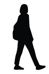 Wall Mural - Woman silhouette vector on white background ,people in black and white, illustration for creative content.