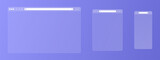 Fototapeta Zachód słońca - Transparent browser window set. Window internet browser with toolbar and search bar. Blank screen website mockup. Template design for ui, ux, app. Vector illustration